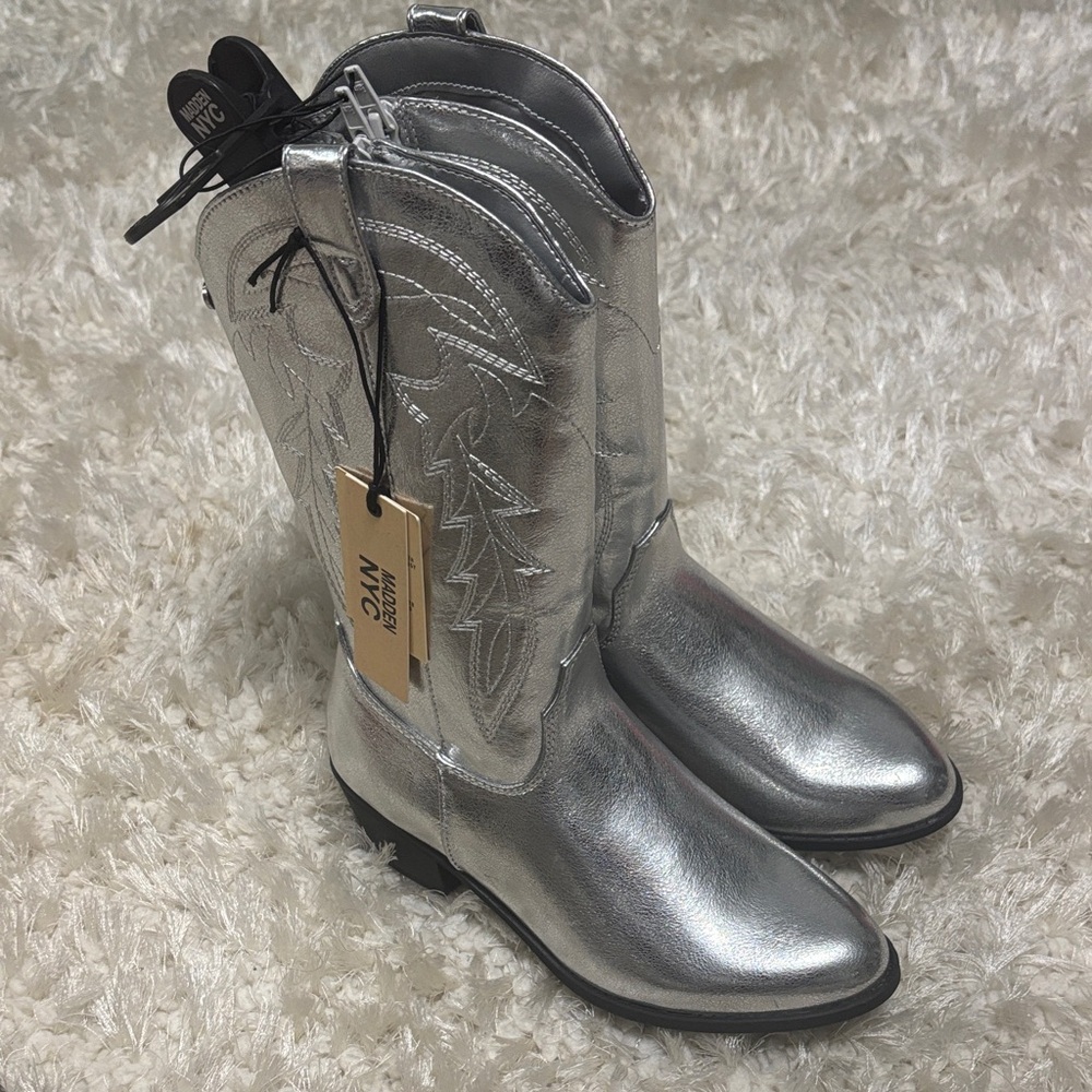 Madden NYC Kids Silver Western Cowboy Boots